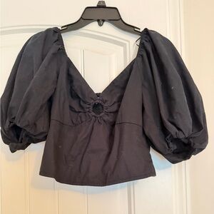 Abercrombie & Fitch Black Puff Sleeve Blouse